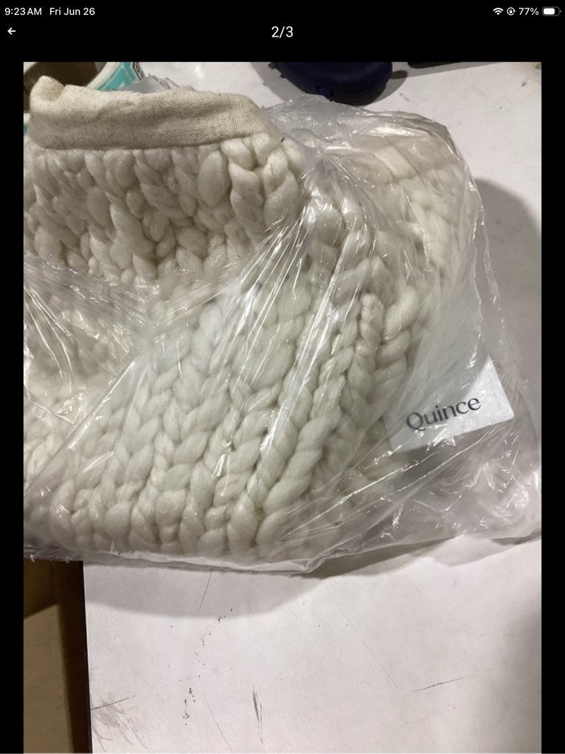Condition photo showing Good Condition for linen whool blanket throw beige tan quince