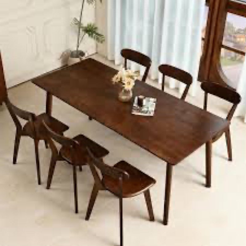 (Incomplete)DELAVIN 59\" Large Solid Wood Dining Table for 4-6 People, Mid Century Modern Oak Dining Room Table, 