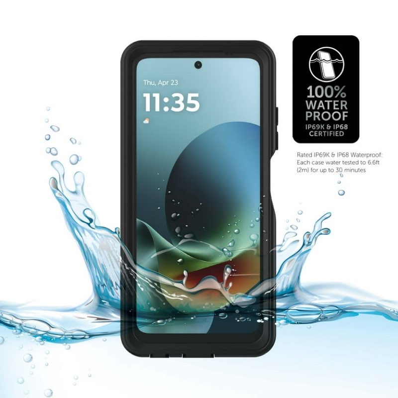 body glove waterproof tidal phone case for motorola moto g play (2026) - black/clear