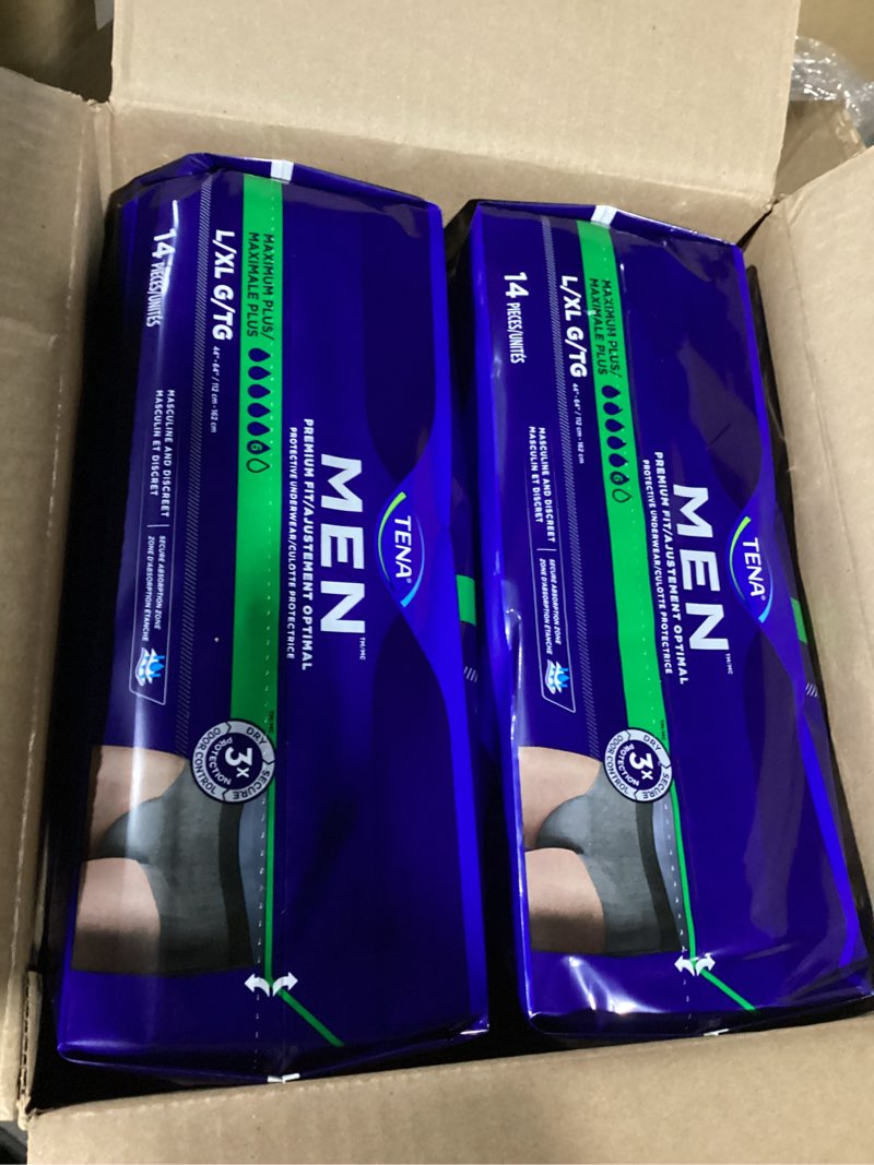 Condition photo showing New/Like New for TENA Incontinence Underwear for Men, Maximum Plus Absorbency, L/XL, 56 Count (Waist size 44in-64in) Large/X-Large 56