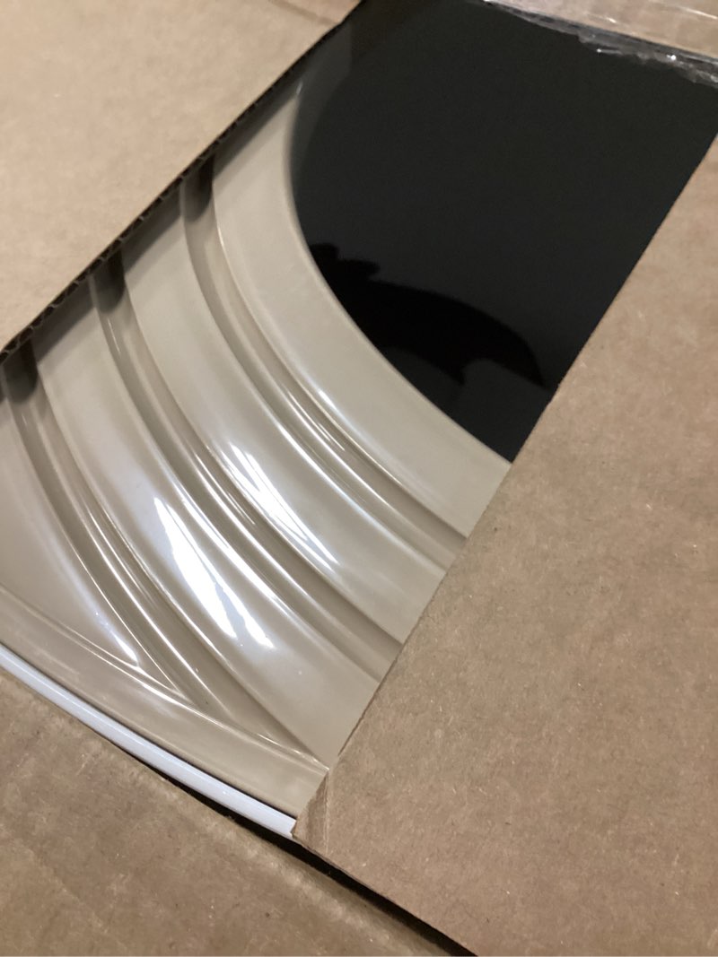 Condition photo showing As Is for iris usa cat litter box, large top entry with litter catching lid and scoop, dog proof, cat box enclosure, beige/white top entry white/beige