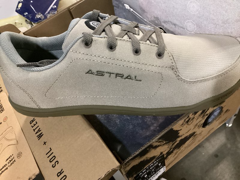 Condition photo showing New/Like New for astral loyak all weather shoes - men's & women's waterproof, breathable sneaker for travel & casual wear 9 women/8 men sierra taupe