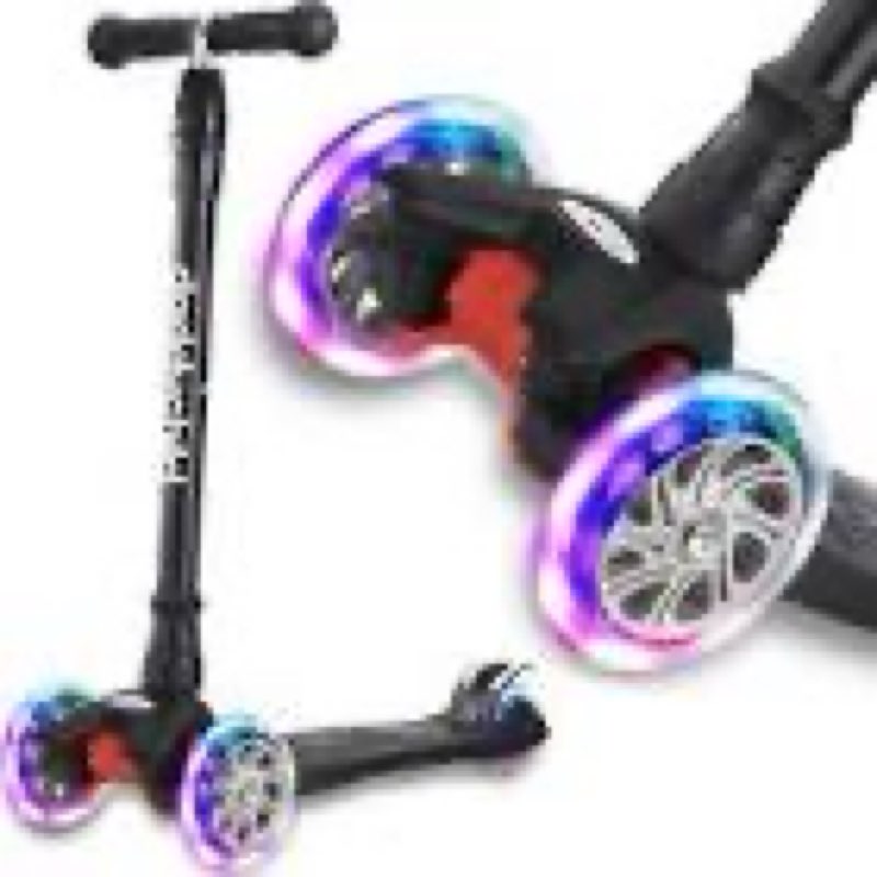nattork kids scooter for girls boys with light up wheels, 3 adjustable height handlebars, lean-to-st