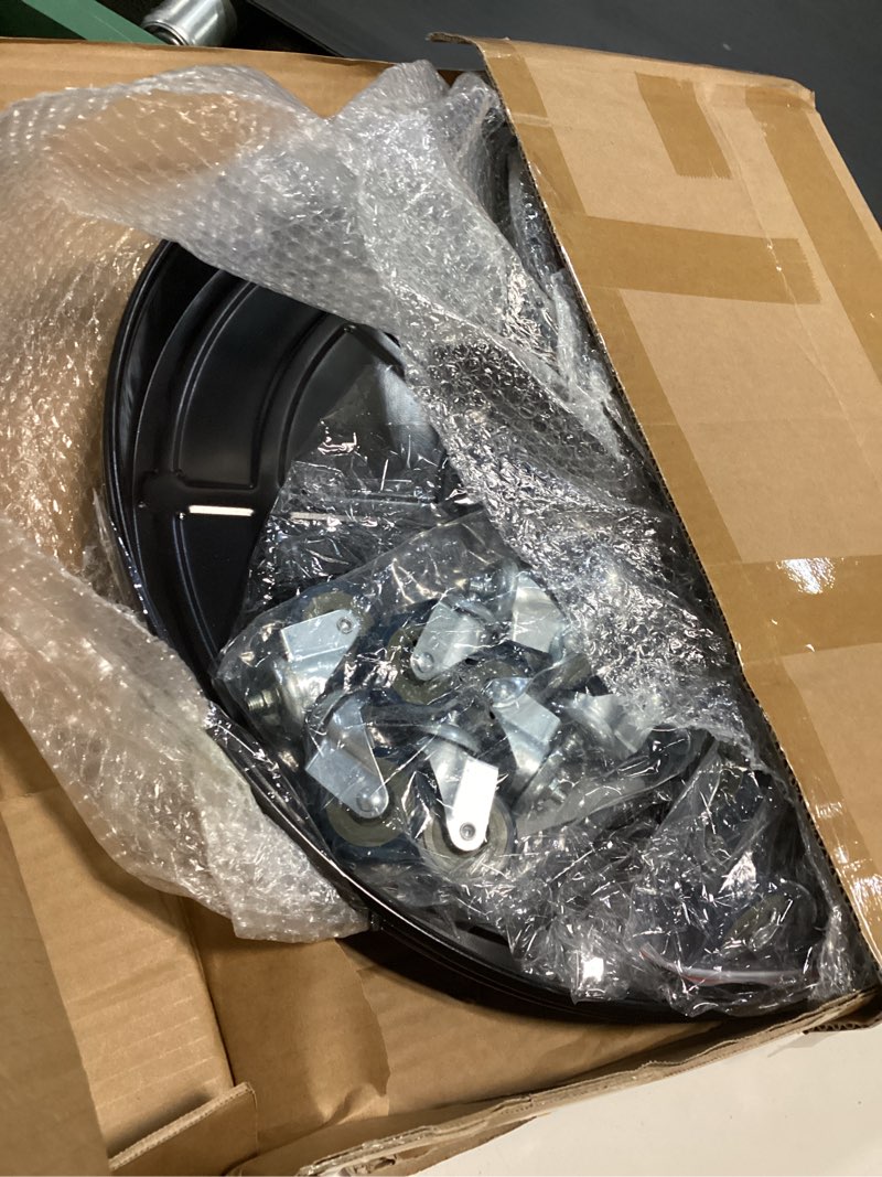 Condition photo showing Good Condition for ARTLINE Round Plant Stand with Lockable Wheels, Heavy Duty for Indoor Outdoor, Large Rolling Dolly Planter Caddy on Casters to Carry Potted Flower Pot, Round Metal Tray NO Holes, Black 20" Black 2 Pack