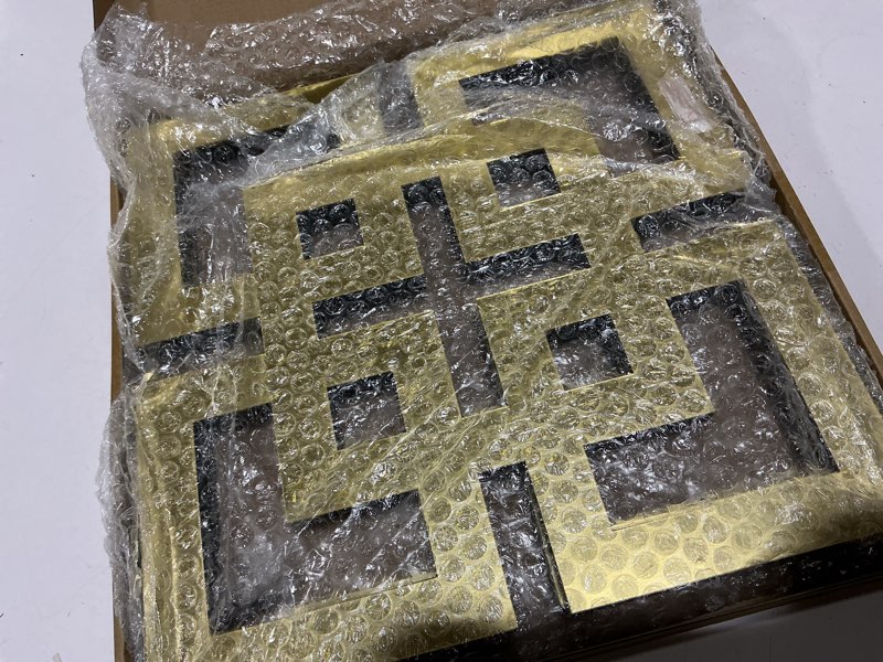 Condition photo showing Good Condition for weysat wall mount home mirror, 2 pieces silver square decorative mirror for bedroom, living room, bathroom, 11.8 x 11.8 inches(gold,mirrored) gold mirrored