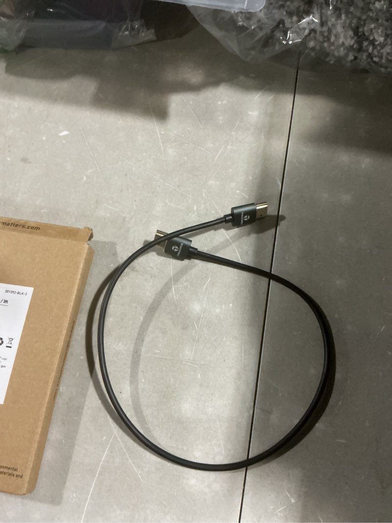 Condition photo showing As Is for cable matters unidirectional usb c to hdmi 2.1 cable - 3ft, support 4k@240hz and 8k@60hz, hdr - thunderbolt 4, thunderbolt 5, usb 4 compatible with macbook pro, xps, thinkpad - max 4k@60hz on macos 3 feet