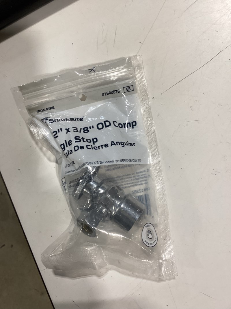 Condition photo showing Good Condition for sharkbite 1/2-in fip x 3/8-in od compression brass quarter turn stop angle valve