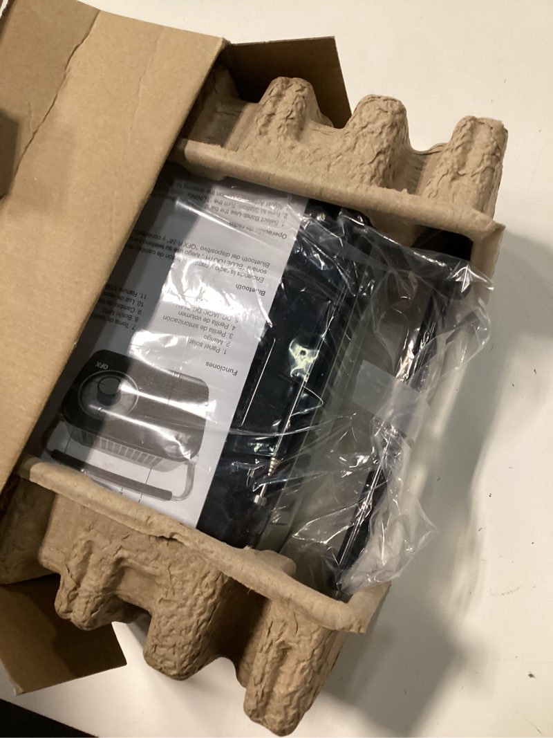 Condition photo showing Good Condition for qfx retro am fm sw portable bluetooth radio with solar panel, r-58, black | rechargeable battery, supplemental solar charging, usb tf mp3 player, compact utility radio