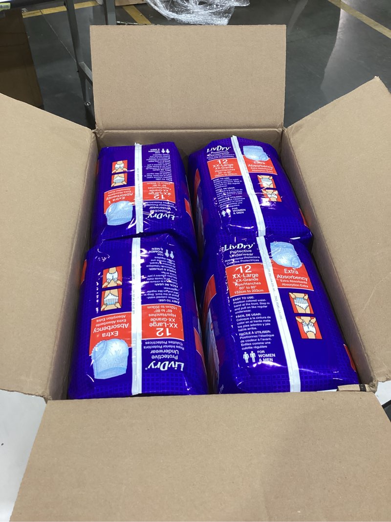 Condition photo showing Good Condition for livdry adult xxl incontinence underwear, extra comfort absorbency, leak protection, xx-large, 48-pack xx-large (48 count)