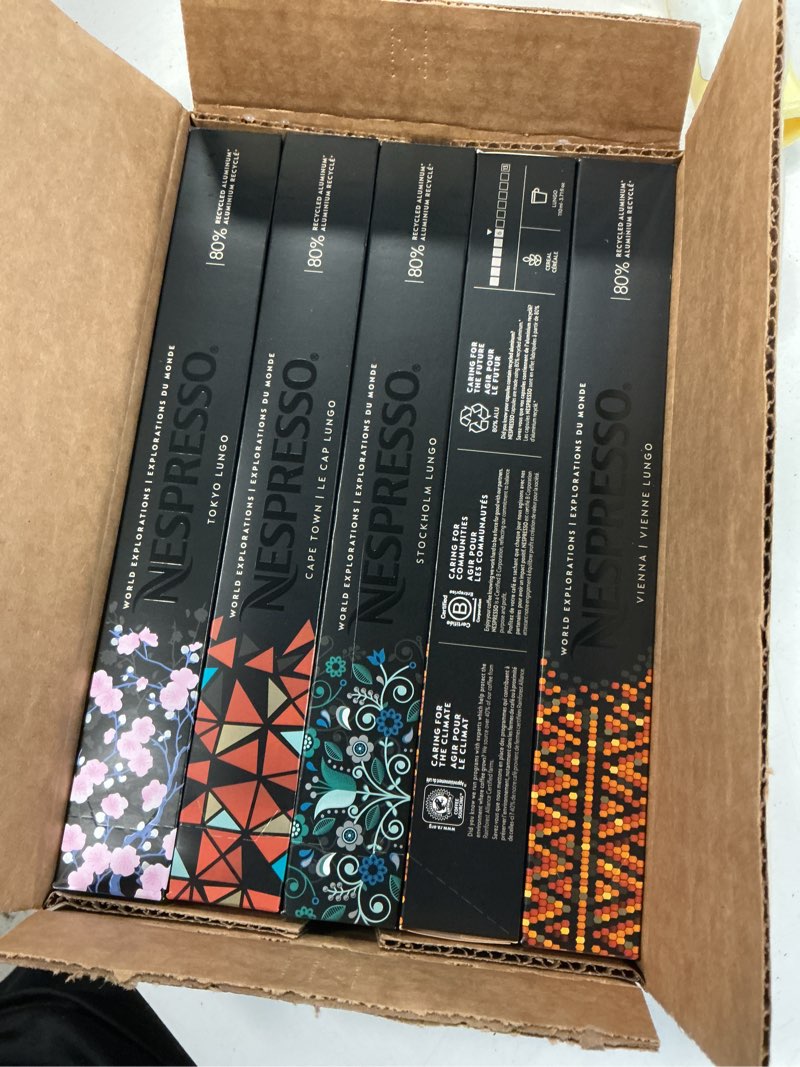 Condition photo showing New/Like New for  (BBD: 31/01/2026 ) Nespresso Capsules Original Line, Morning Lungo Blends Variety Pack, Mild to Medium to Dark Roast Coffee, 50-Count Coffee Pods Morning Lungo Blends Variety Pack 50 Count (Pack of 1)