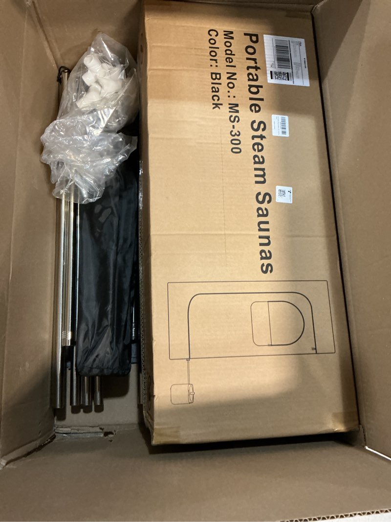 Condition photo showing As Is for Portable Sauna for Home, Personal SPA Steam Sauna with 10 Min Fast Heating & 9 Levels Heat, Warm Sauna Tent with 3L/1200W Steamer, Folding Chair, Remote Control for Body Relaxation,32" x 32" x 71" Black