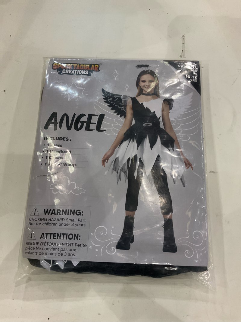 Condition photo showing New/Like New for Spooktacular Creations Child Twisted Angel Costume, Girls Half Angel Half Devil Dress, Kids Outfit Set for Halloween Party Large(10-12 yrs)
