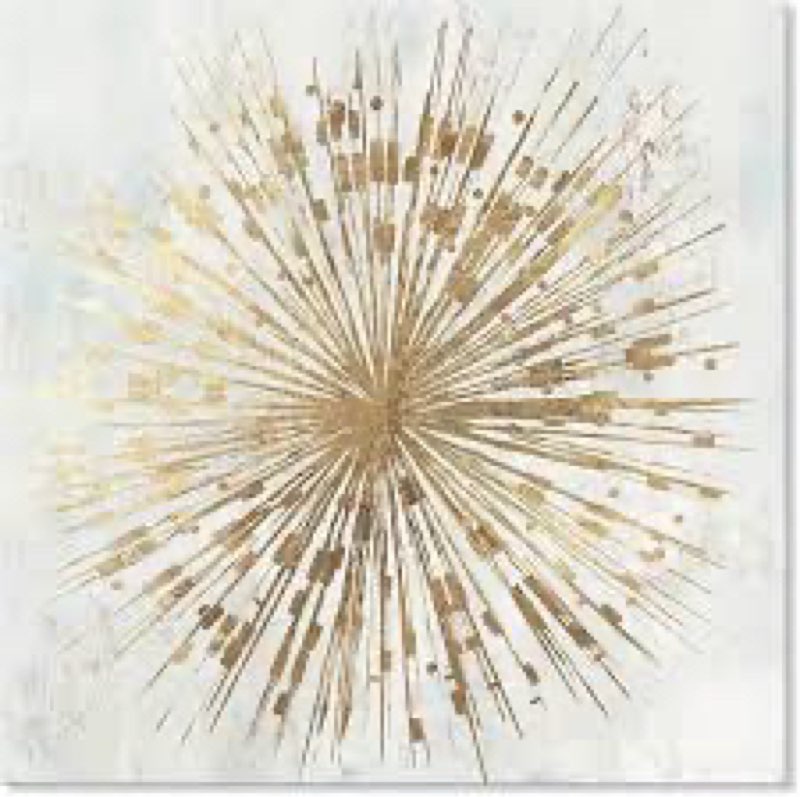 7Fisionart Starburst Wall Decor Abstract Wall Art Modern Gold Radiant Color Pictures Paintings Frame