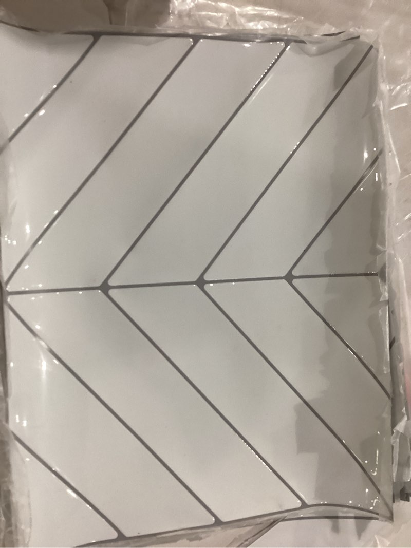 Condition photo showing As Is for Nuanchu 18 Sheets White Herringbone Peel and Stick Backsplash Tile 11.4 x 9 Inch 3D Thicker Self Adh