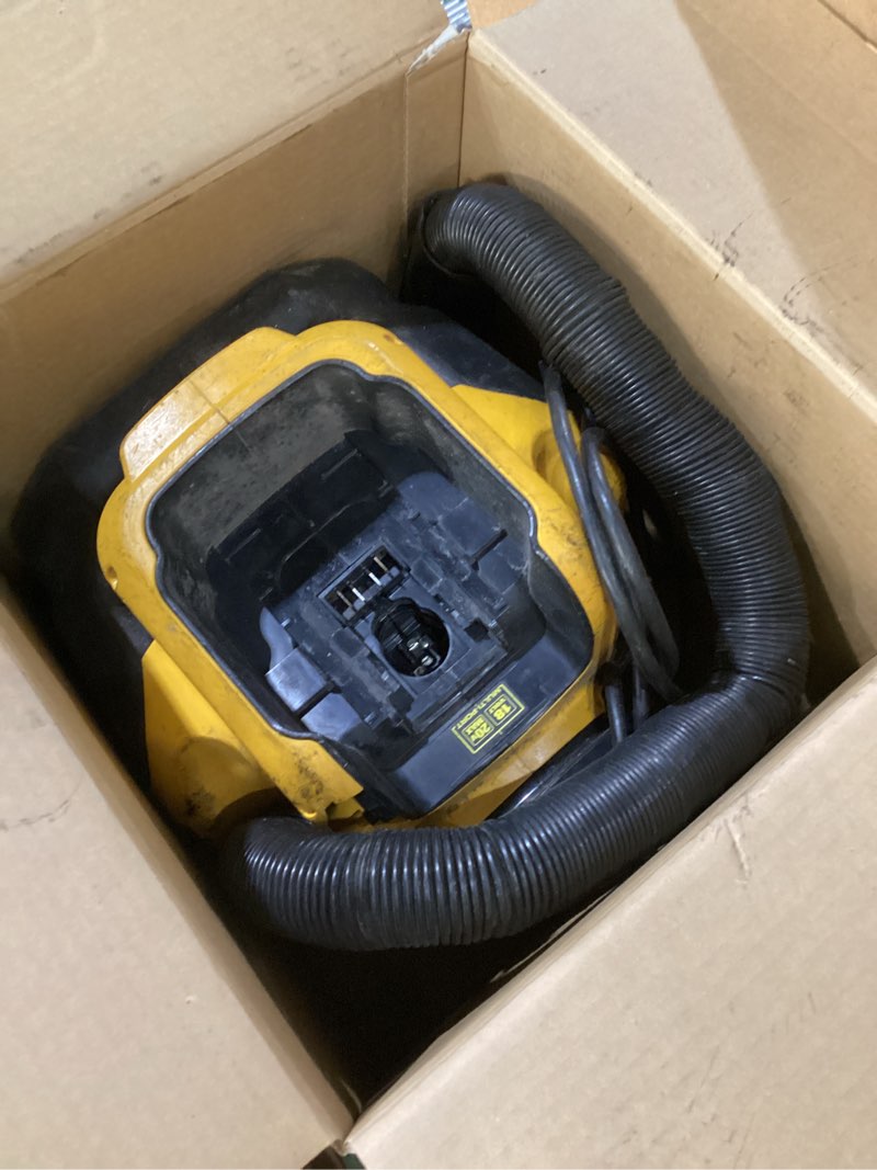 Condition photo showing As Is for Not tested!!! DEWALT 20V MAX Wet/Dry Vacuum, Cordless and Corded, Versatile Power Source, Portable Shop Vacuum, Tool Only (DCV581H)