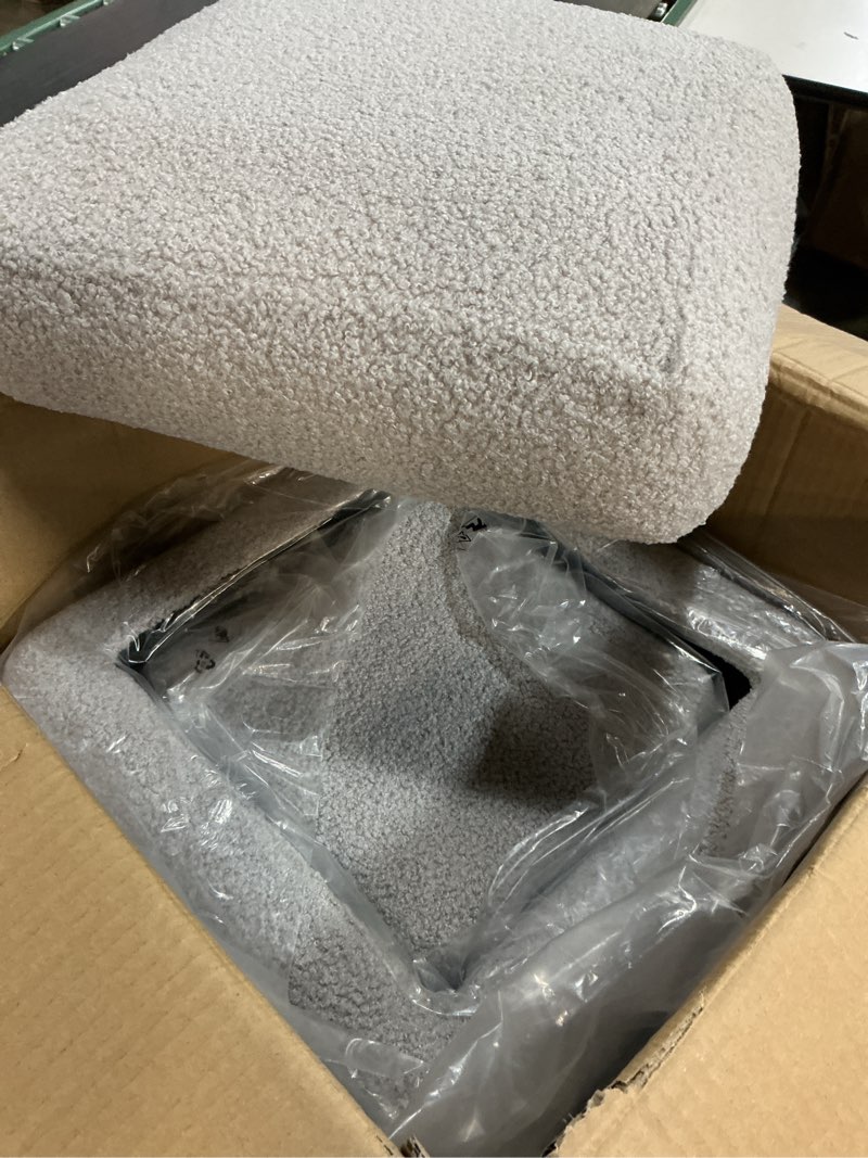 Condition photo showing Good Condition for Square Set of 2 Sherpa Storage Ottoman Stool with Removeable lid,Load up to 440 lbs Footstool, Boucle Vanity Stool for Livingroom Bedroom Gray UASND69G Grey