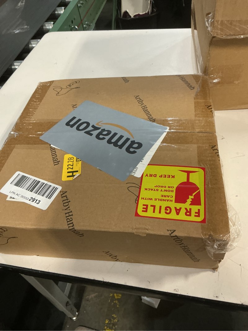 Condition photo showing New/Like New for ArtbyHannah Framed Christmas Wall Art Decor, Gold Frame Christmas Bathroom Santa Claus Pictures Prints Set for Wall, Vintage Winter Holiday Xmas Decorations Indoor(4 Piece, 10x10 Inch)