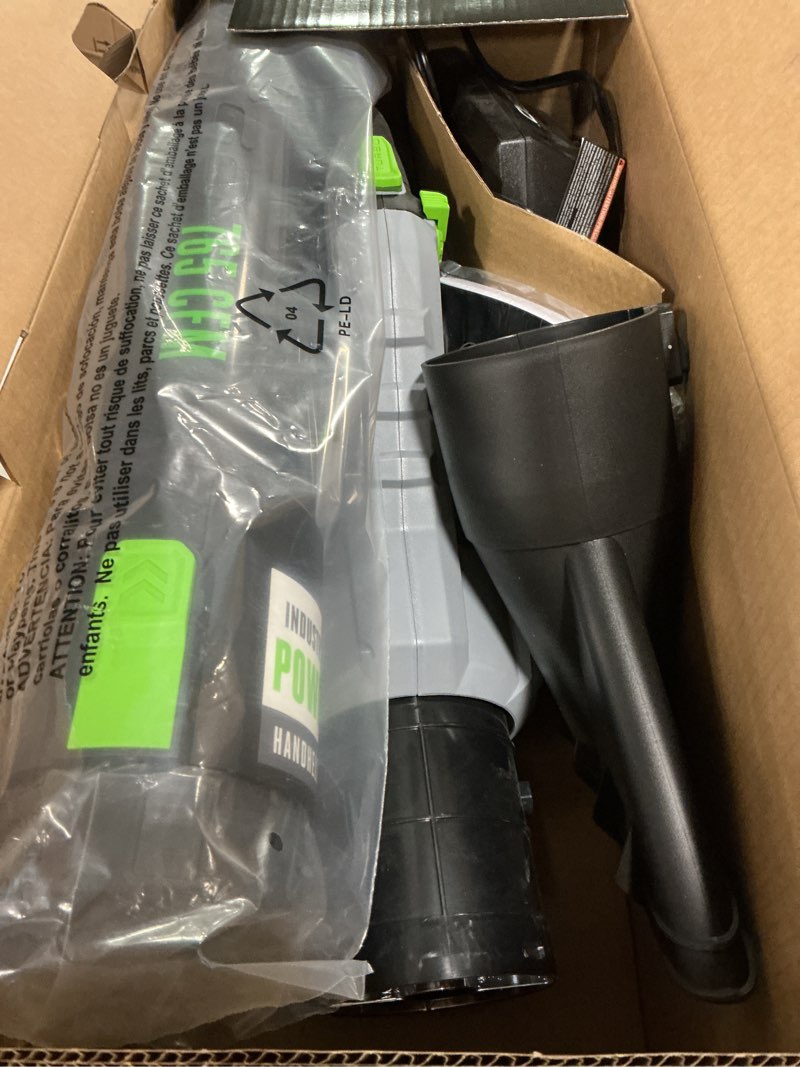 Condition photo showing New/Like New for EGO POWER+ Leaf Blower, Cordless Electric 756 CFM, Includes 56V 5.0Ah Battery and Charger - LB7654 765 CFM w/5.0Ah Battery