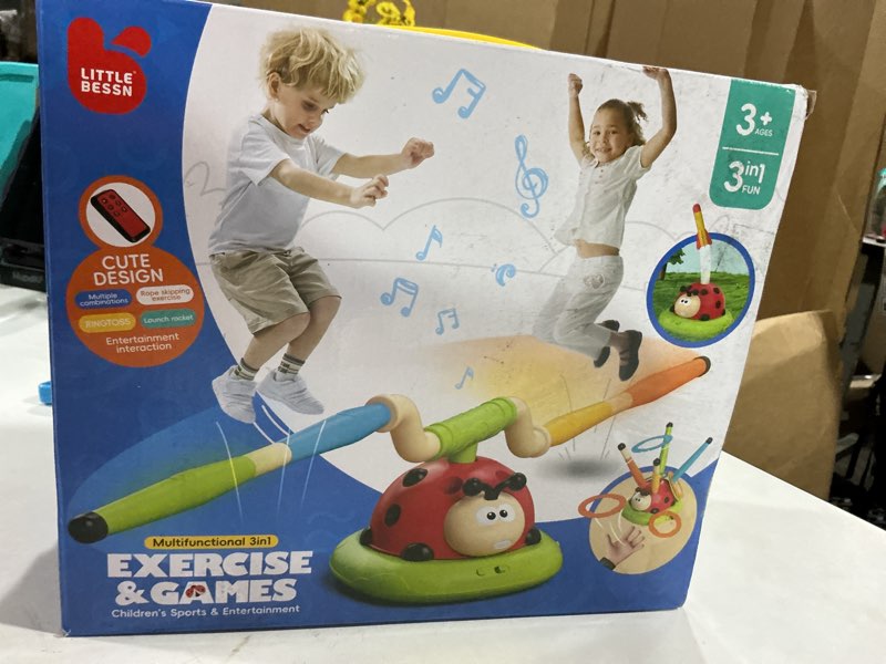 Condition photo showing As Is for engfa 3 in 1 musical jump, toss ring game and stomping launch rocket launcher for kids toys for girls boys 3-5, sports & outdoors toy for ages 5-7 with remote control outside toys for kids ages 4-8