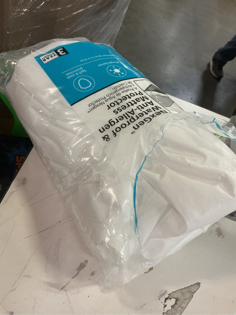 Condition photo showing As Is for bedlore waterproof mattress protector, full size mattress pad with deep pocket 6"-15" depth, soft breathable double bed mattress cover for bedroom, college dorm, hotel (white) 2 white full