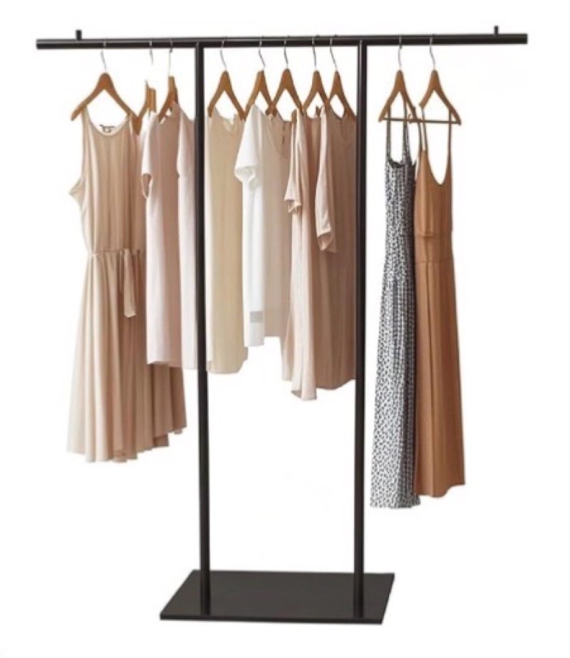 Clothing Display Rack Black Metal Stand for Boutique, Floor-Standing Clothes Hanging Organizer for Garment Costume Coat Storage Retail Display Racks (Black, Medium