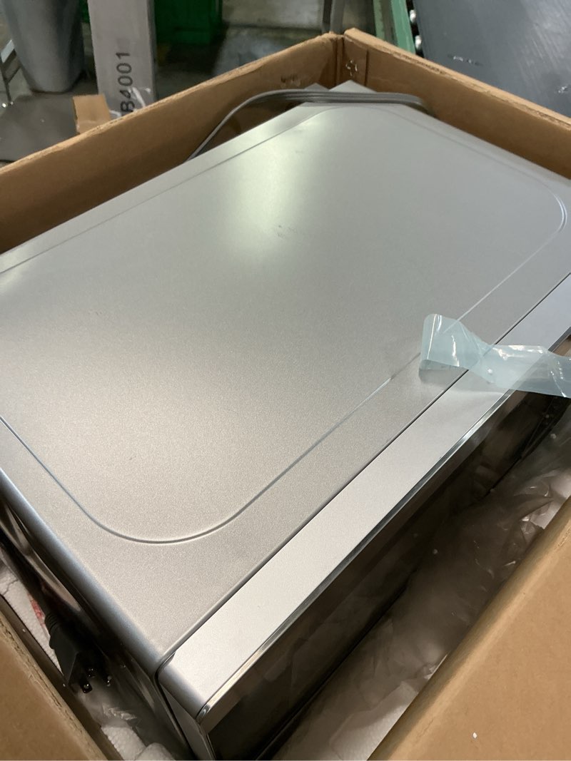 Condition photo showing As Is for SHARP Compact Countertop Microwave Oven with Removable 10" Carousel Turntable, 700 Watt, 0.7 Cubic Feet, Stainless Steel With Child Lock Stainless Steel