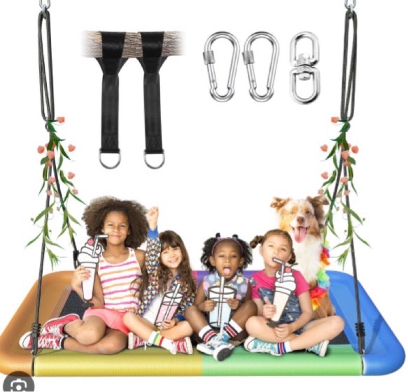 Everyfun Tree Swing for Kids and Adults, 60" Waterproof Rectangle Platform Swing, 700lbs Heavy Duty 