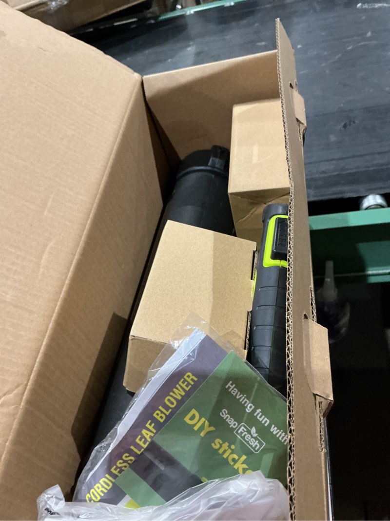Condition photo showing Good Condition for snapfresh 20v brushless cordless leaf blower, 4.0ah battery & fast charger included, 550 cfm 7-speed electric leaf blower, lightweight leaf blower for lawn care, patio, driveway & sidewalk cleaning 4.0*1
