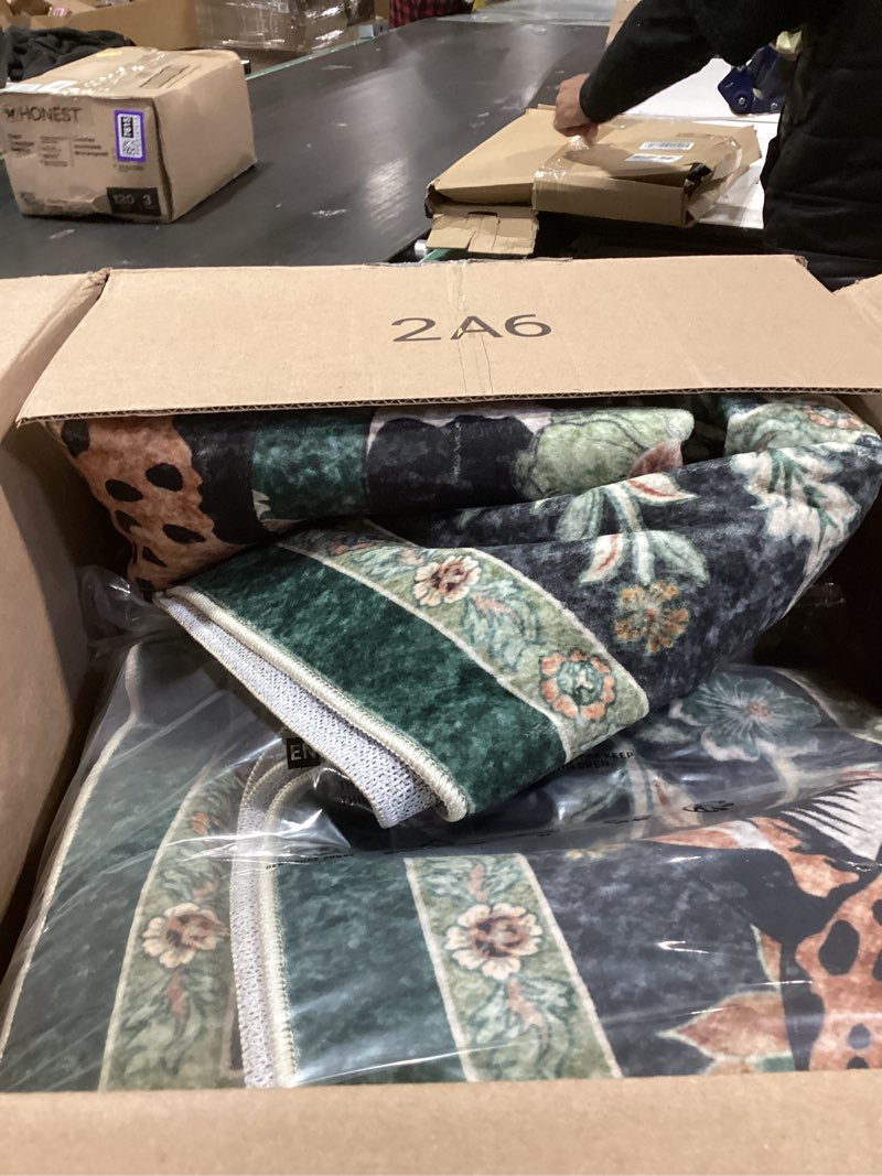 Condition photo showing Good Condition for moynesa leopard washable rugs, 8x10 area rugs for living room, soft large jaguar 8x10 bedroom rug, non slip ultra thin floor carpet for dining room home office, green 8' x 10' (rectangular) leopard - green