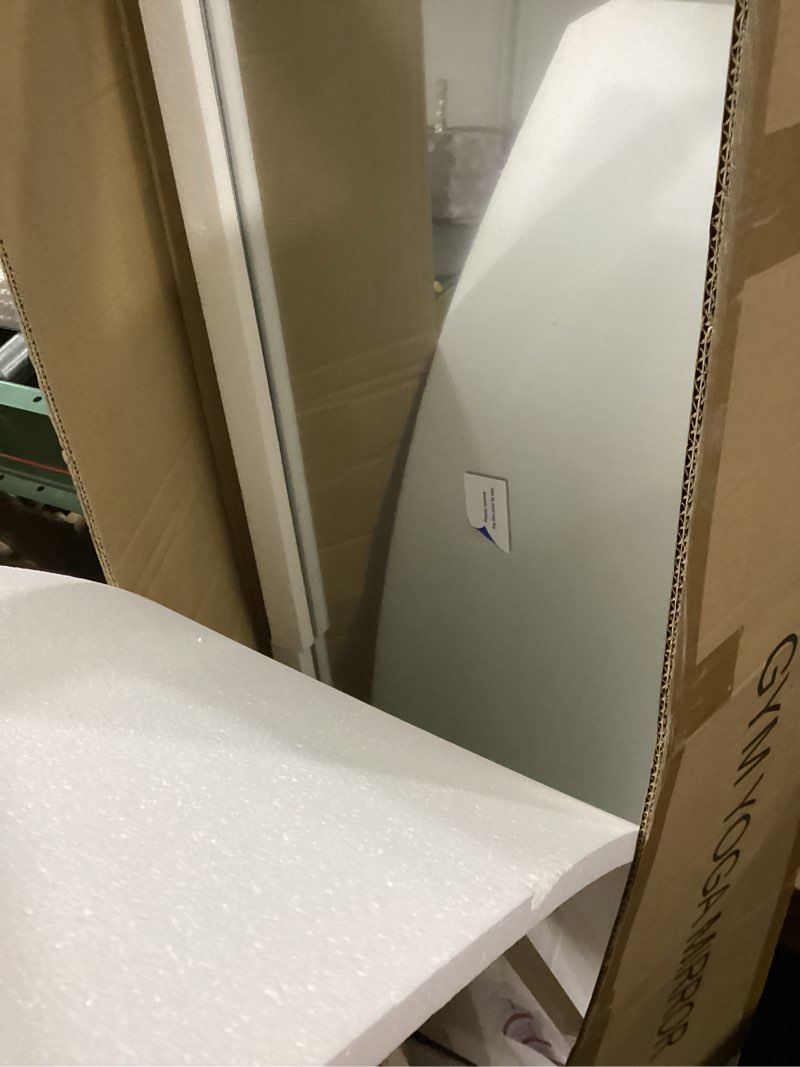 Condition photo showing As Is for 56x16 2pack large home gym mirror, frameless tempered glass dance wall mounted mirror for home, yoga, dancing, studio, living room 2pack 56x16 inch
