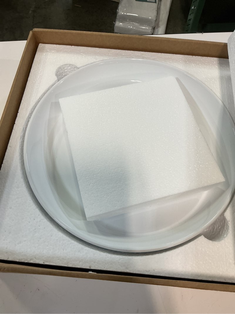 Condition photo showing New/Like New for plant saucer 12 inch, 1 pack large plant saucers ceramic tray 11 inch(11.9" inner) for flower pot, classic sturdy planter water catcher tray for plant base,white 12 inch (1 pack) white