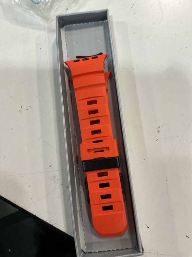 Condition photo showing New/Like New for fkm watch band f10 - premium rubber strap for apple watch - trail & sport band - lightweight, rugged, sweat & water resistant wristband ember - black hardware