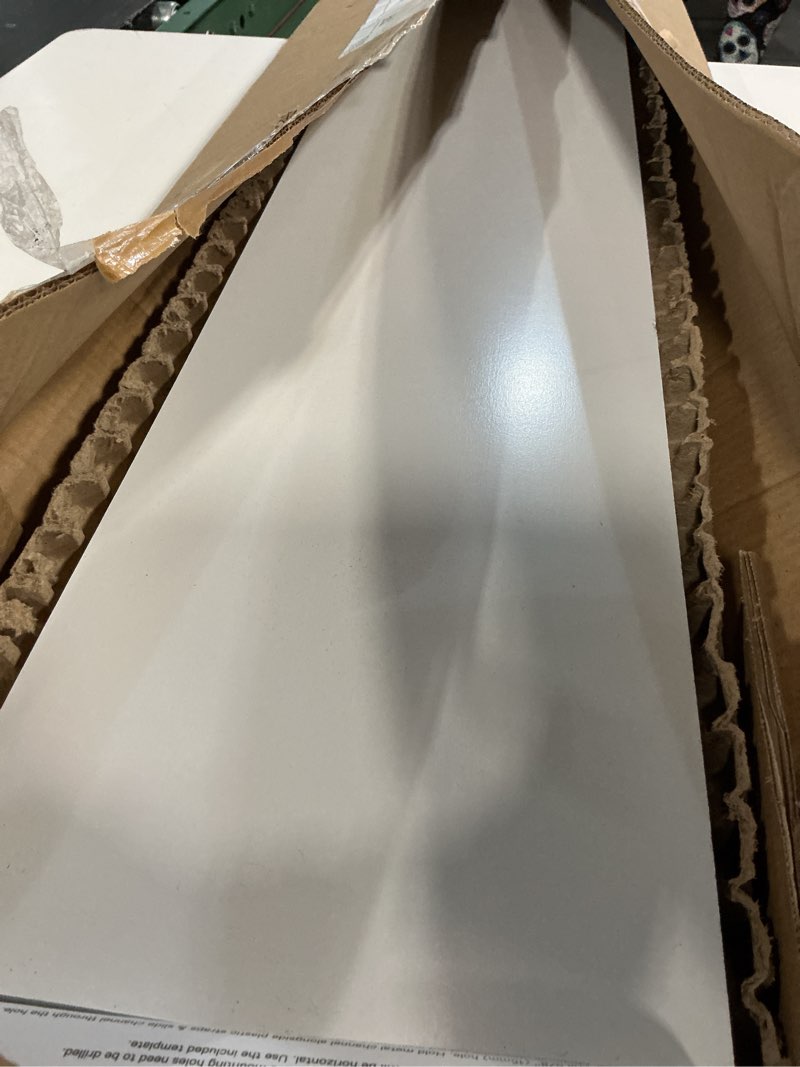 Condition photo showing Good Condition for 2-pack floating shelves 36" x 8" x 1", white - reforested natural wood shelves - thin floating shelf easy install - decorations for bedroom, bathroom, or kitchen - modern minimalist aesthetic decor 36" x 8" x 1" white