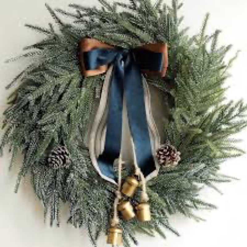 Norfolk pine wreath with bells