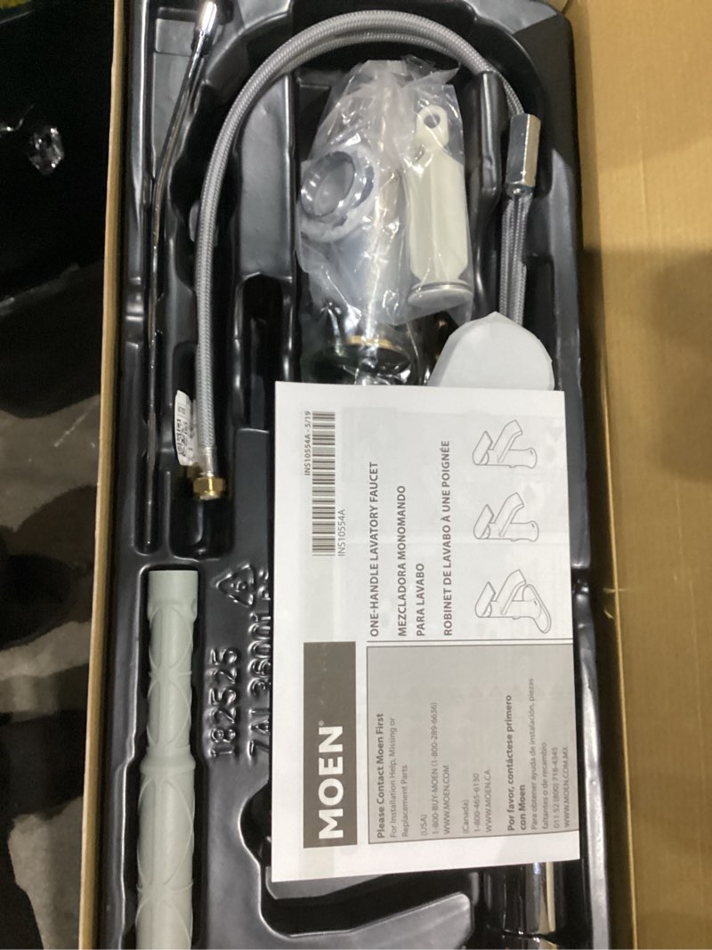 Condition photo showing Good Condition for Moen Genta LX Chrome One-Handle Modern Bathroom Sink Faucet with Optional Deckplate and Low-Arc Spout for Bath Countertop, 6702 Chrome Faucet