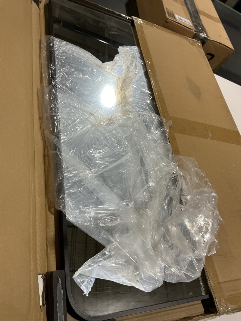 Condition photo showing As Is for Delma Bathroom Mirror, Black Framed Bathroom Mirror for Over Sink, High-Definition Vanity Mirror, Versatile Mirror for Bathroom, Hangs Horizontally or Vertically(36x24, Black) Rect Black 36"L x 24"W