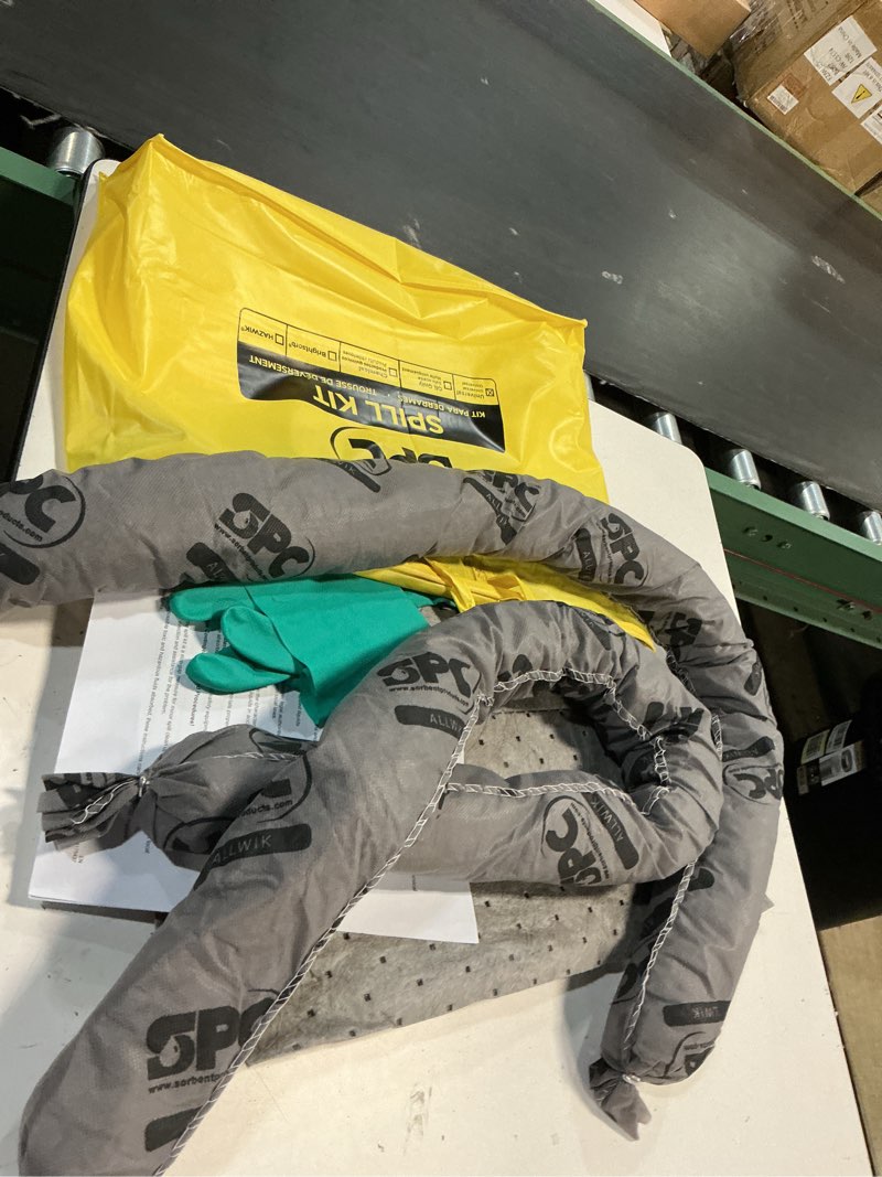Condition photo showing As Is for universal spill kit bag - 7-gallon capacity, 19 pieces