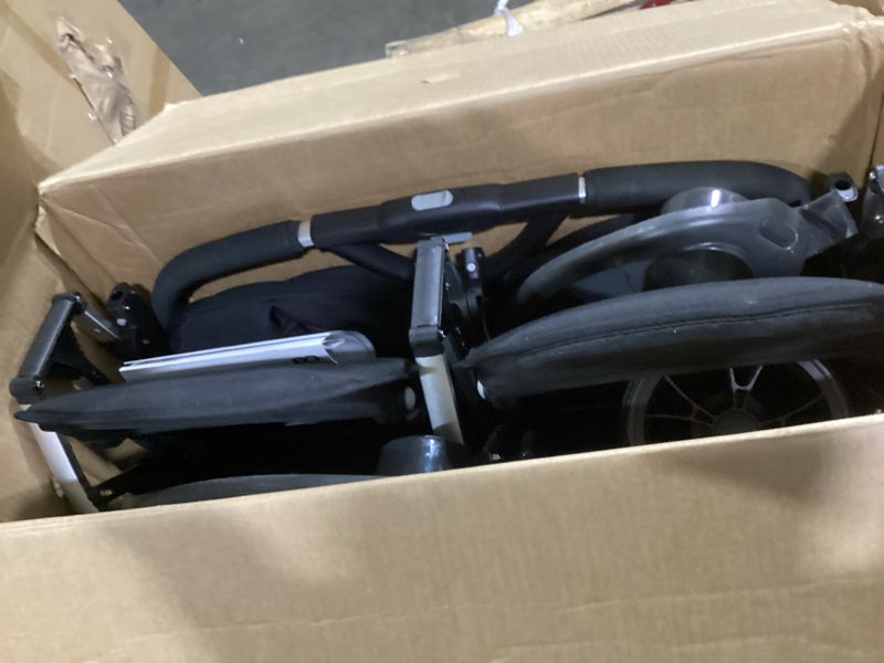 Condition photo showing As Is for joovy kooper x2 double stroller, lightweight travel stroller, compact fold with tray, black kooper x2 double black