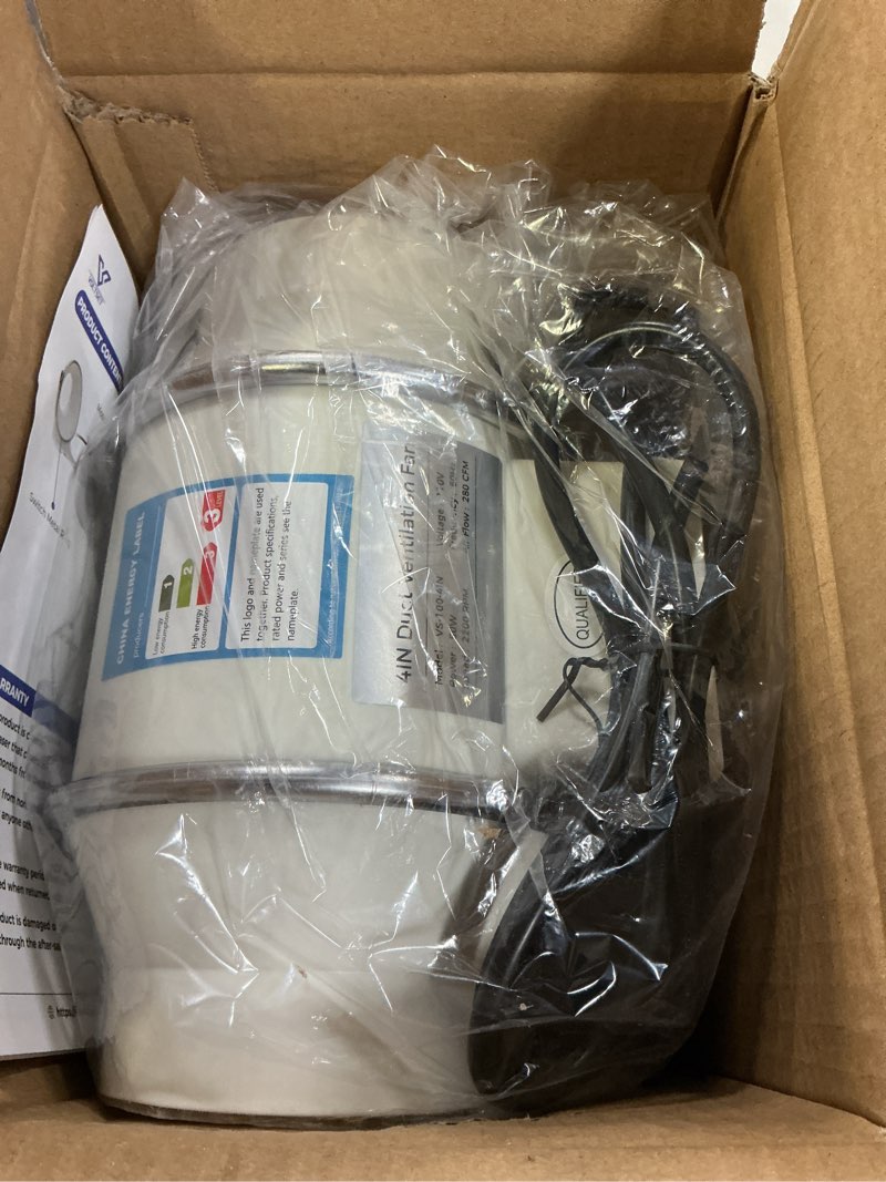 Condition photo showing Good Condition for voltset 4 inch duct fan, inline ventilation exhaust fan, 280 cfm duct intake high efficiency air fan for vent bathroom, kitchen, grow tent, hydroponics, 3d printer 4" basic