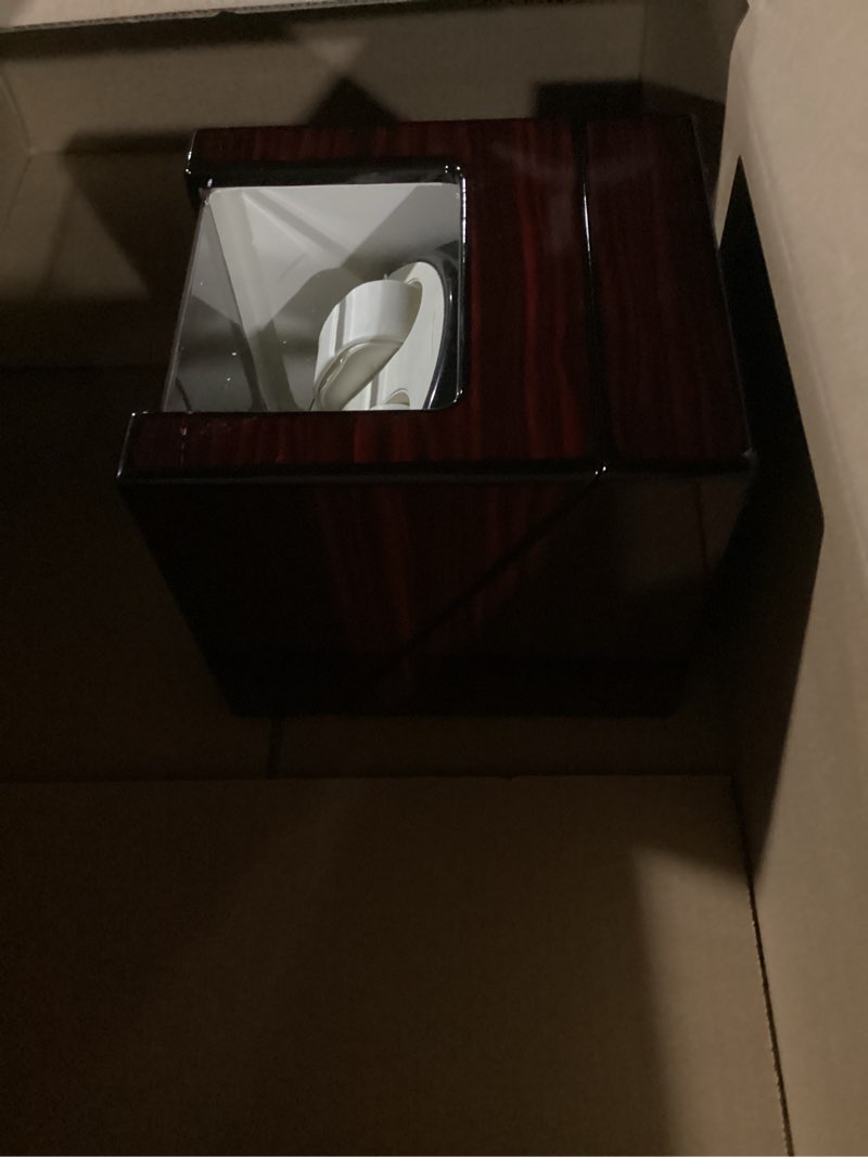 Condition photo showing As Is for Uten Automatic Watch Winder Box Luxury Wooden Watch Storage Case, Double Watch Winder with Quiet Motor 4 Rotation Mode for Father's Day Gift for Him, Birthday Gift. Red Red Watch Winder 1