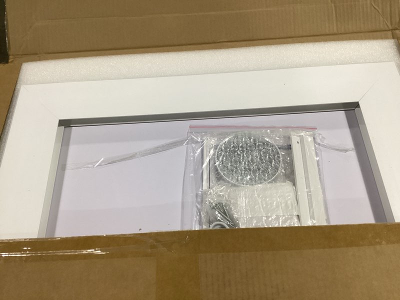 Condition photo showing Good Condition for FENNIO Vanity Mirror with Lights?20"x23" Lighted Makeup Mirror, Large Makeup Mirror with Lights, Touch Sensor with Dimmable 3 Modes? Square White White 20"L x 22"W