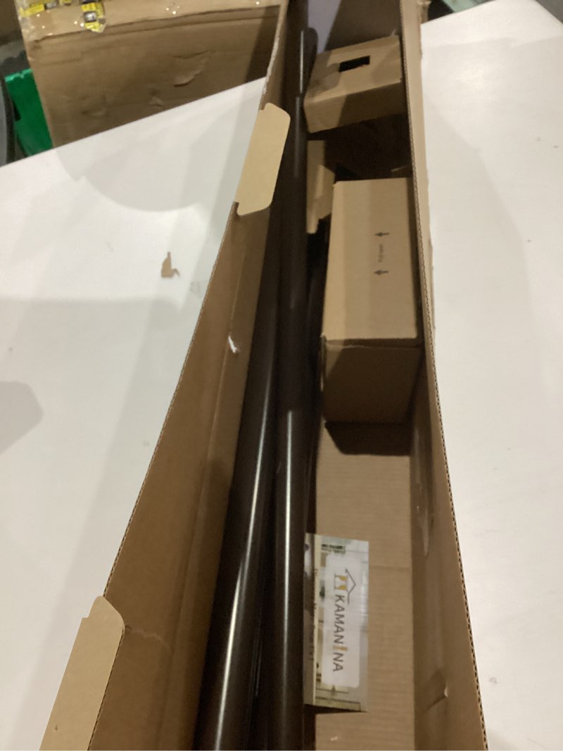 Condition photo showing As Is for KAMANINA 1 Inch Double Curtain Rods 66 to 120 Inches (5.5-10 Feet) Telescoping Heavy Duty Drapery Rod for Windows 54 to 115, Netted Texture Finials, Antique Bronze Antique Bronze 66-120"