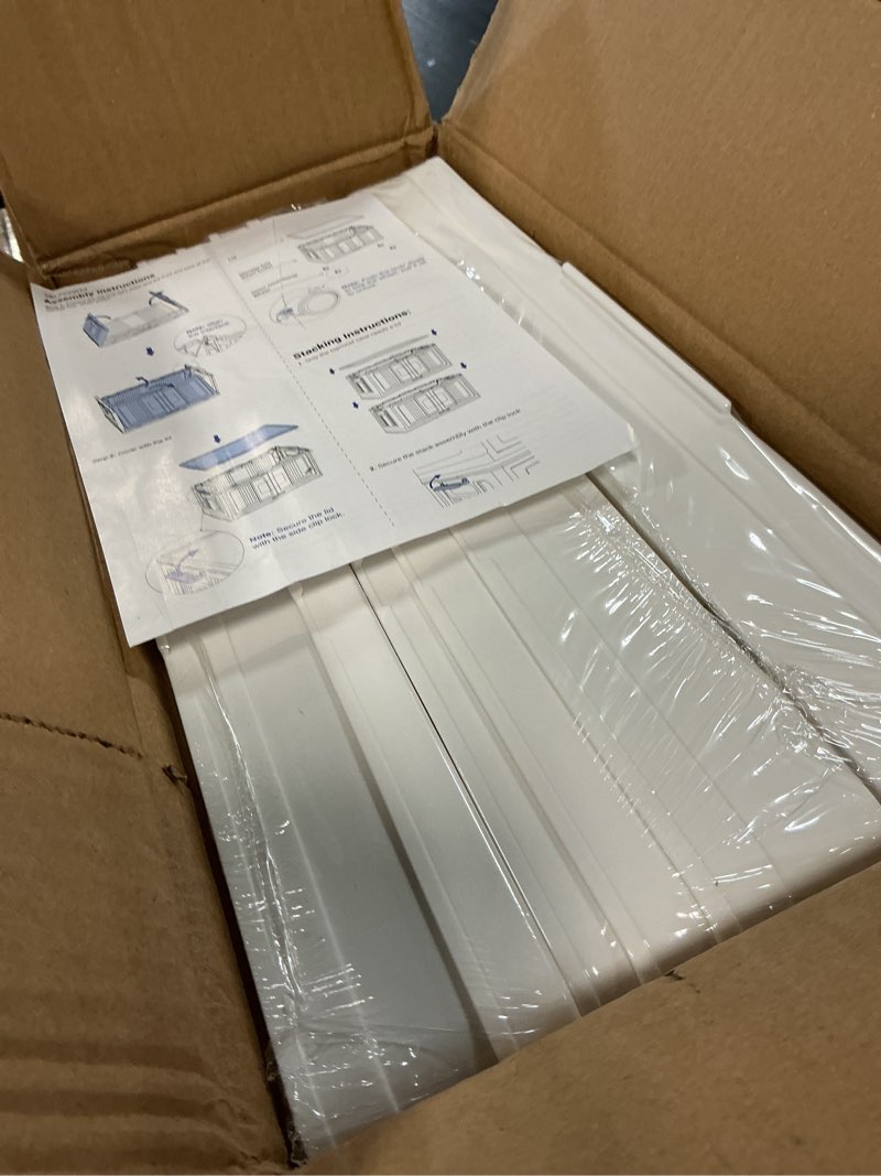 Condition photo showing Good Condition for olarhike 144qt lockable storage bins with lids - folding storage box with doors and wheels, collapsible plastic bins for closets, stackable organizer and containers, gifts, 3 pack cubes 48qt-white 3pack