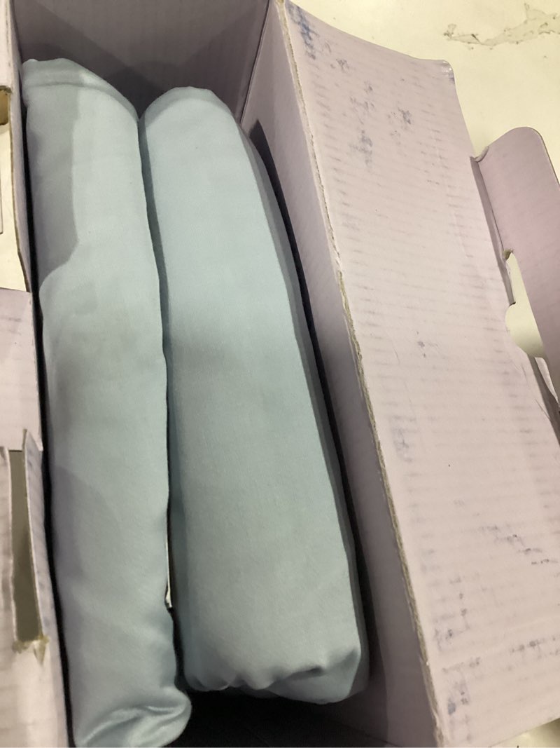 Condition photo showing As Is for texas linen co. premium egyptian cotton twin xl size fitted sheet only - luxury 1000 series lonestar lovin' 22" extra deep pocket twin xl fitted sheet (light blue), bottom sheets for dorm room twin xl - 22" light blue