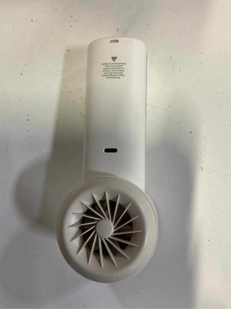 Condition photo showing As Is for handheld fan dash2, ice pad cooling, rapid cooling for sports, 5 speed, 4000mah, 13000 rpm, digital display, portable, white