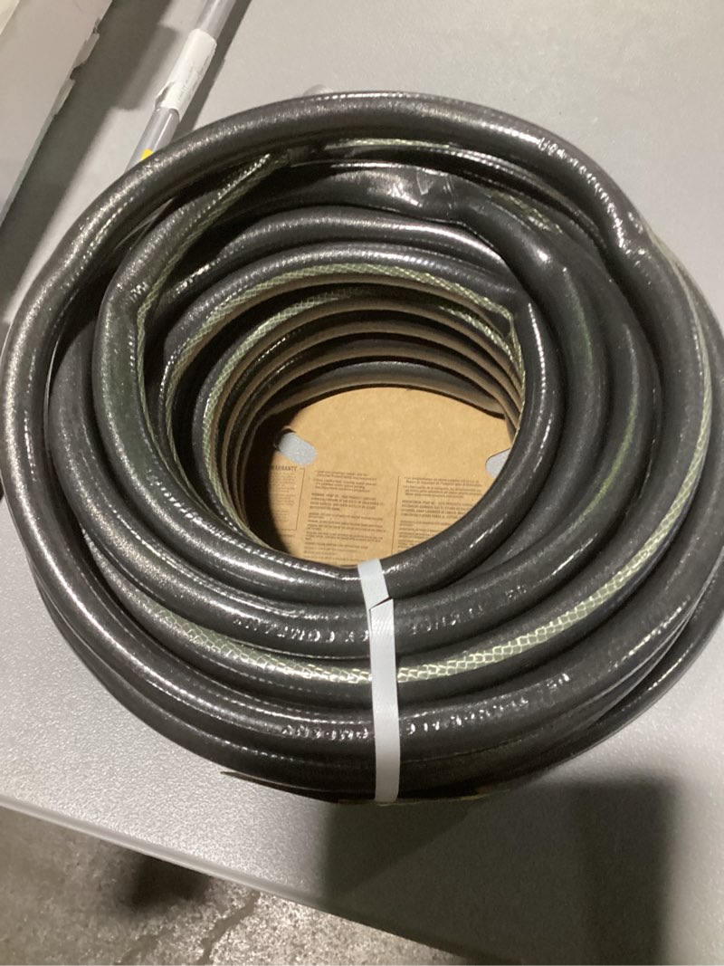 Condition photo showing As Is for neverkink teknor apex 5/8-in x 75-ft heavy-duty kink free vinyl gray coiled hose