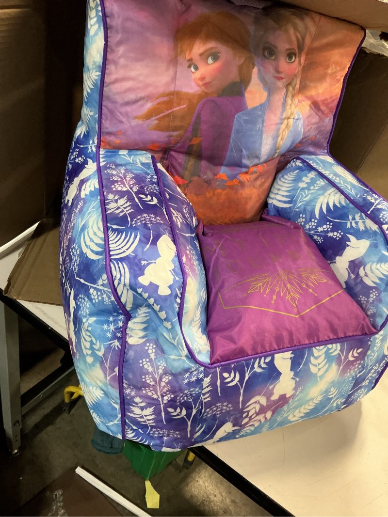 Condition photo showing Good Condition for idea nuova frozen 2 kids nylon bean bag chair with piping & top carry handle with olaf graphics, anna & elsa, purple, large frozen 2 purple