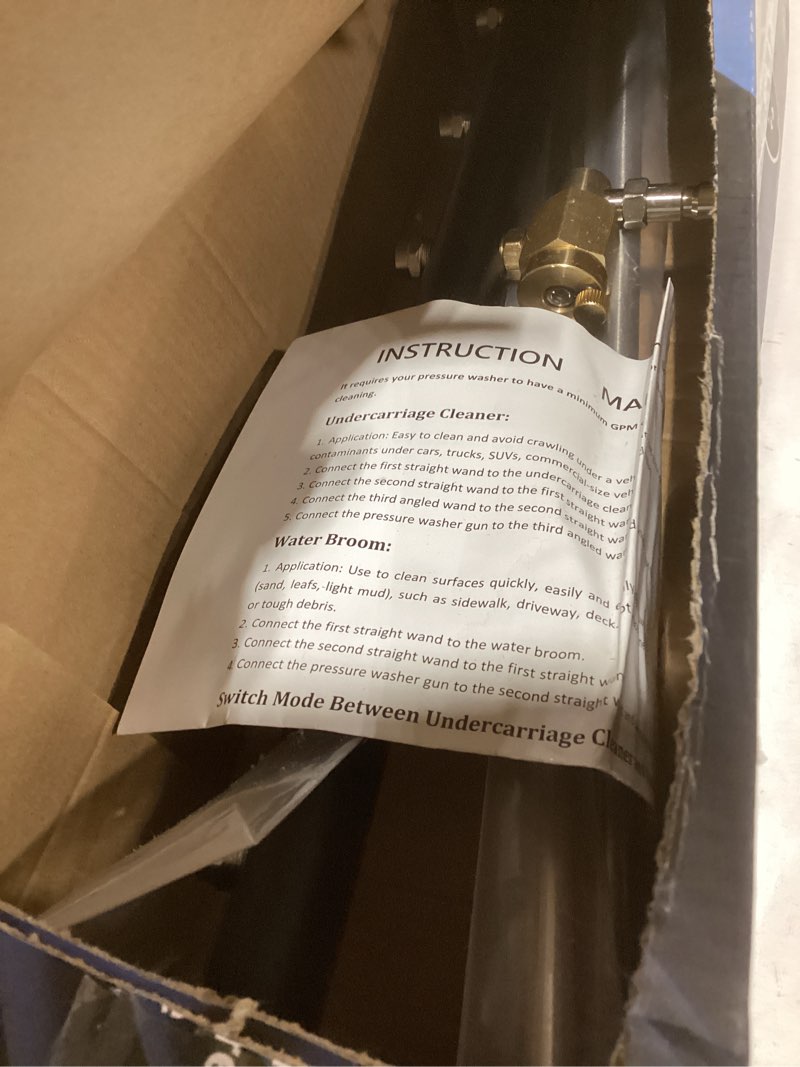 Condition photo showing As Is for Tool Daily Dual-Function Undercarriage Cleaner, 24 Inch, Water Broom for Pressure Washer with 7 Nozzles, Under Car Washer Attachment, 3 Pcs Extension Wand, 4000 PSI