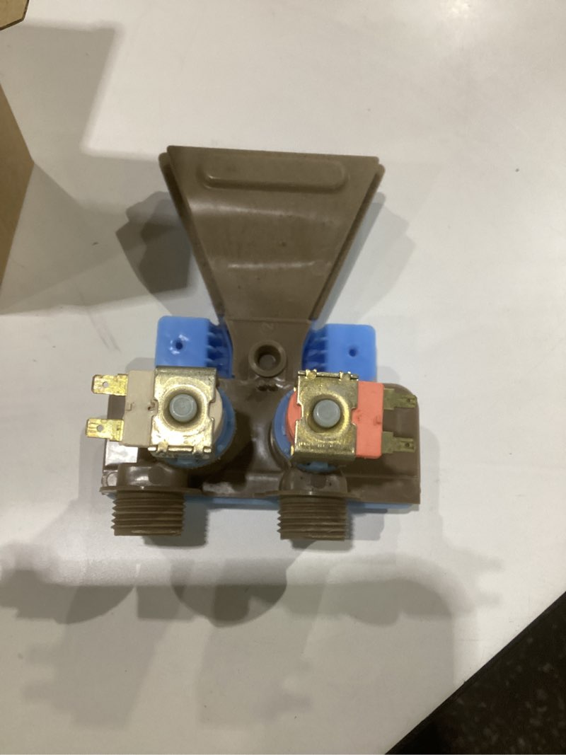 Condition photo showing As Is for wh13x26535 (white edition) washer water inlet valve compatible with ge washer replaces blue original version replacement wh13x24386 pd00052736 4931303 ap6892695 ps12726769 eap12726769