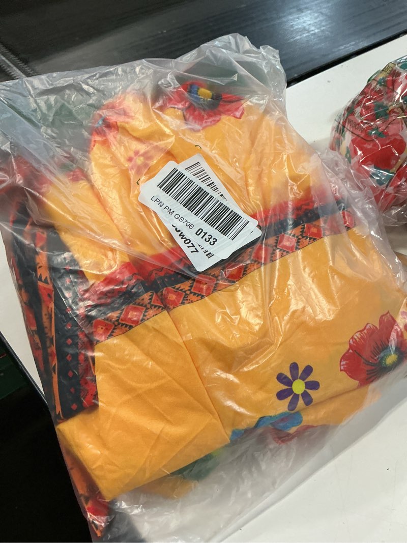 Condition photo showing Good Condition for women mexican dress off shoulder floral long maxi dress cinco de mayo traditional embroidered dresses x-large yellow